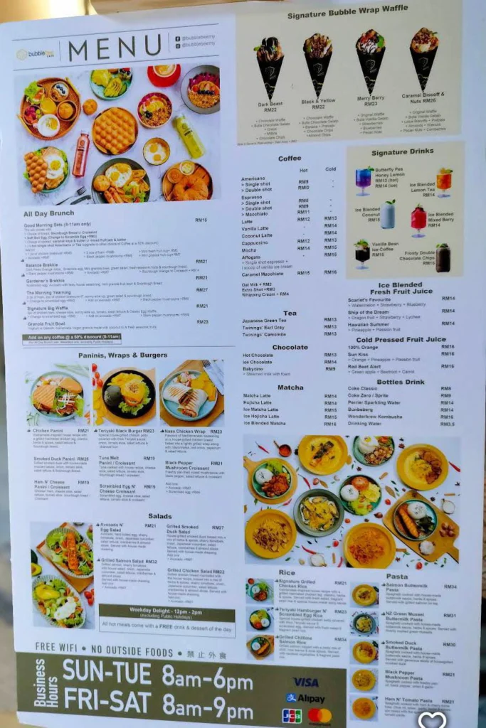 Bubblebee Menu